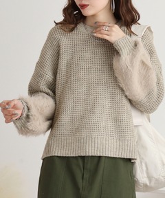 新品未使用　 Lily Linen アゼ プルオーバー　グレー Lily Linen アゼプルオーバー（ニット/セーター）｜Deuxieme