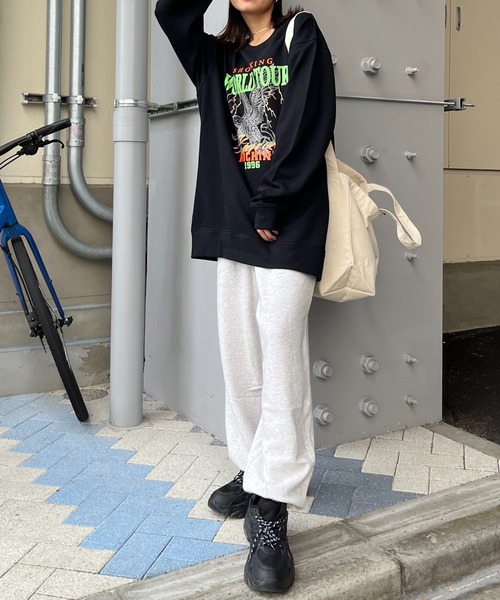 MODISH GAZE（モディシュガゼ）の「【MODISH GAZE】WORLD TOUR バンド風裏毛スウェット(CP)（スウェット・メンズ・ブラック/ホワイト/杢グレー・L）」の19枚目の写真