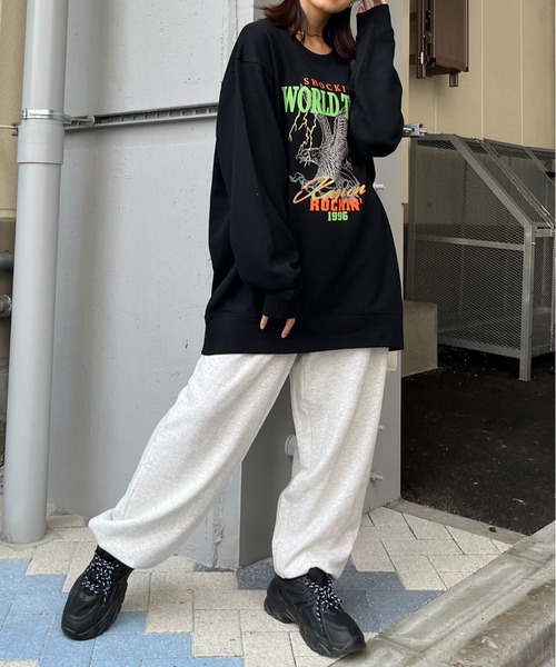 MODISH GAZE（モディシュガゼ）の「【MODISH GAZE】WORLD TOUR バンド風裏毛スウェット(CP)（スウェット・メンズ・ブラック/ホワイト/杢グレー・L）」の20枚目の写真