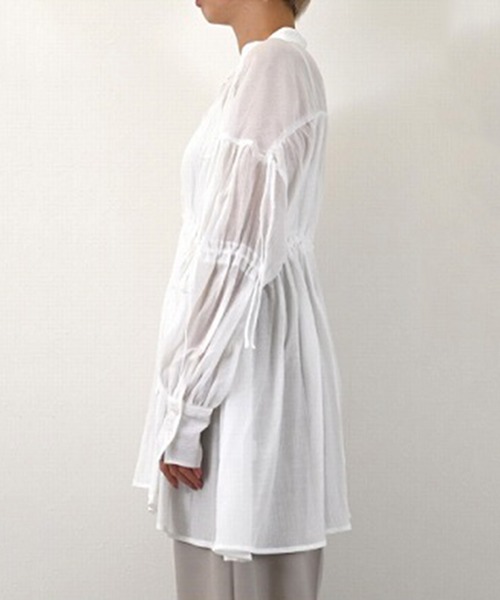 STYLEBLOCK（スタイルブロック）の「楊柳リボンギャザーブラウス（シャツ/ブラウス・レディース・ホワイト/グレー系その他/グリーン系その他/ライトグレー・M）」の7枚目の写真