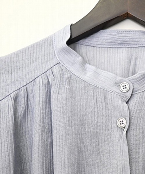 STYLEBLOCK（スタイルブロック）の「楊柳リボンギャザーブラウス（シャツ/ブラウス・レディース・ホワイト/グレー系その他/グリーン系その他/ライトグレー・M）」の9枚目の写真