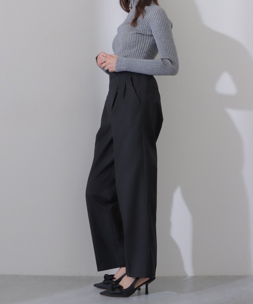 Lace Ladies(レースレディース)の「ウエスト タック セミワイド ストレート パンツ(スラックス・レディース・ネイビー/ダークグレー/ブラック/グレー・S/L/M)」の13枚目の写真