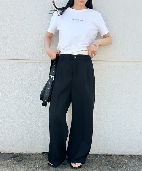 select MOCA(セレクトモカ)の「レイヤードウエストデザインパンツ(スラックス・レディース・ブラック/グレー・MEDIUM/LARGE)」の14枚目の写真