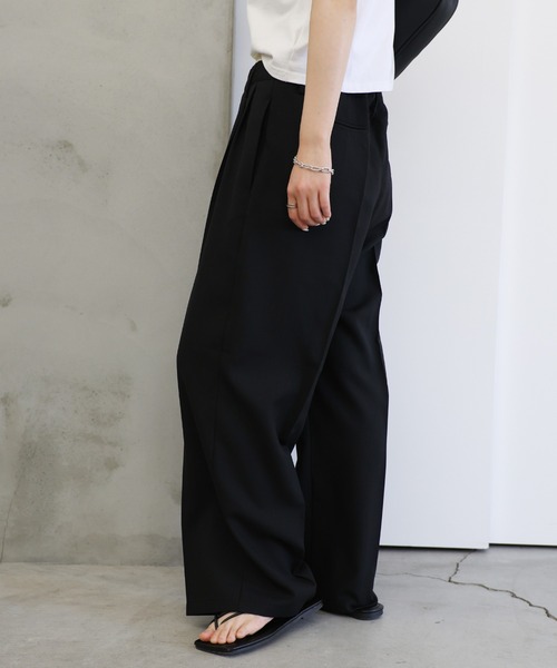 select MOCA(セレクトモカ)の「レイヤードウエストデザインパンツ(スラックス・レディース・ブラック/グレー・MEDIUM/LARGE)」の7枚目の写真
