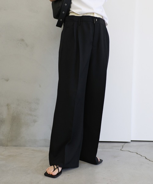 select MOCA(セレクトモカ)の「レイヤードウエストデザインパンツ(スラックス・レディース・ブラック/グレー・MEDIUM/LARGE)」の6枚目の写真