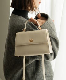 ひねり金具 2WAY ボックス シンプル ショルダーバッグ ハンドバッグ