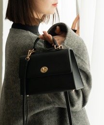 ひねり金具 2WAY ボックス シンプル ショルダーバッグ ハンドバッグ