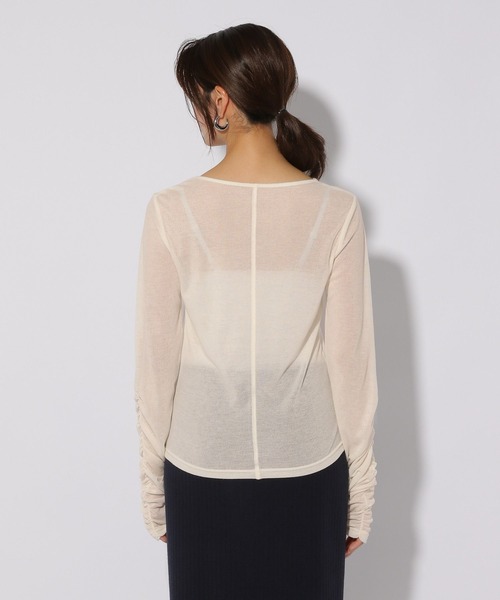 Elura（エルーラ）の「シャーリングスリーブプルオーバー/286641（Tシャツ/カットソー・レディース・ホワイト/ブラック・MEDIUM/LARGE）」の10枚目の写真