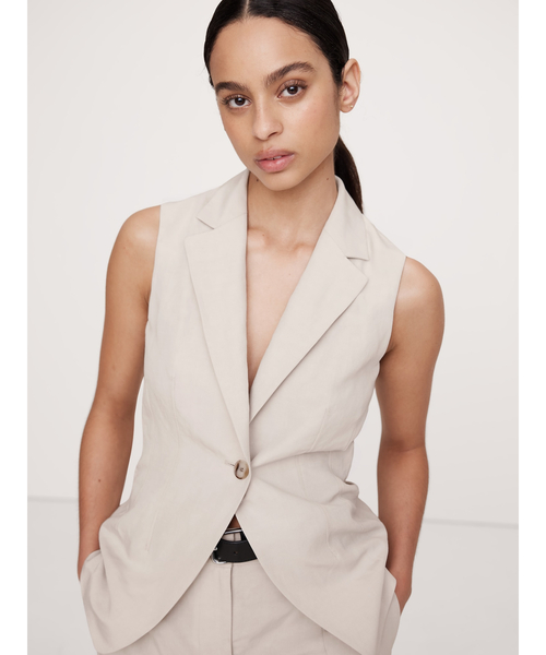 Banana Republic(バナナリパブリック)の「アワーグラス テンセル(TM) リネンベスト(ベスト・レディース・ブルー/グレー・2/8/0/4/6)」の6枚目の写真
