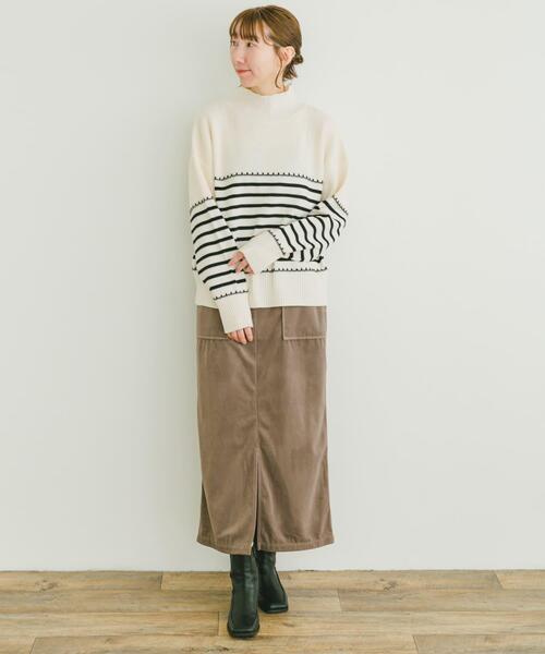 ITEMS URBANRESEARCH(アイテムズ アーバンリサーチ)の「ハイネックステッチニット(ニット/セーター・レディース・モカ/グレー/ホワイト系その他・FREE)」の7枚目の写真