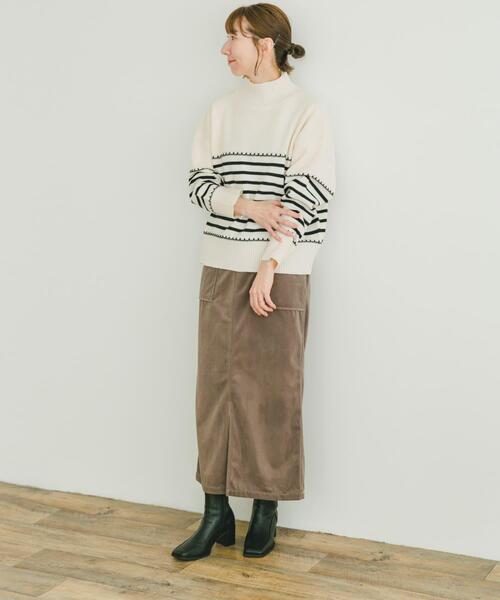 ITEMS URBANRESEARCH(アイテムズ アーバンリサーチ)の「ハイネックステッチニット(ニット/セーター・レディース・モカ/グレー/ホワイト系その他・FREE)」の9枚目の写真