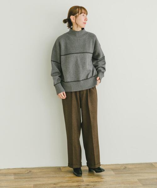 ITEMS URBANRESEARCH(アイテムズ アーバンリサーチ)の「ハイネックステッチニット(ニット/セーター・レディース・モカ/グレー/ホワイト系その他・FREE)」の18枚目の写真