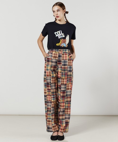DOUBLE STANDARD CLOTHING(ダブルスタンダードクロージング)の「パッチワークチェックワイドパンツ(スラックス・レディース・レッド/ブルー・36/38)」の16枚目の写真