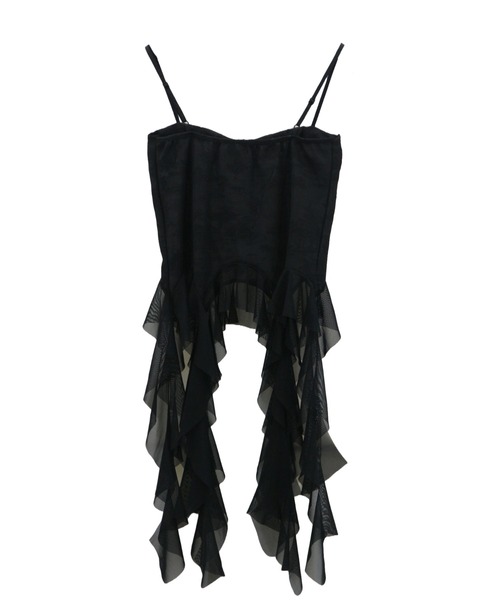 tinkerend（ティンカーエンド）の「Drop Frill Camisole / ドロップフリルキャミソール（キャミソール・レディース・ブラック/ホワイト・FREE）」の7枚目の写真