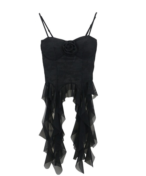 tinkerend（ティンカーエンド）の「Drop Frill Camisole / ドロップフリルキャミソール（キャミソール・レディース・ブラック/ホワイト・FREE）」の6枚目の写真