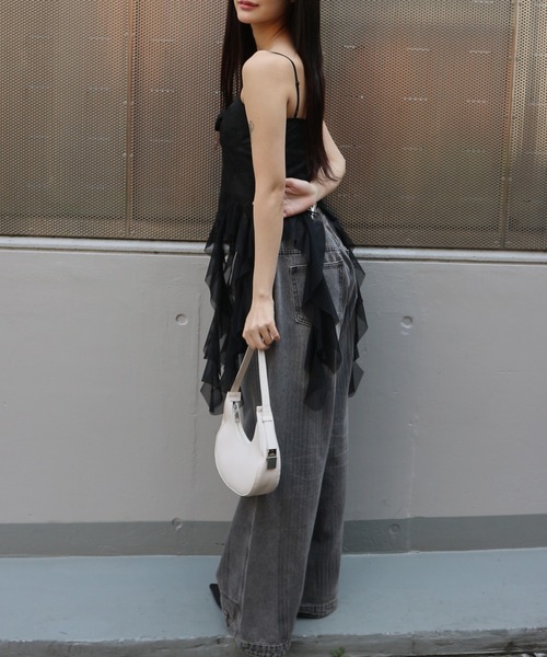 tinkerend（ティンカーエンド）の「Drop Frill Camisole / ドロップフリルキャミソール（キャミソール・レディース・ブラック/ホワイト・FREE）」の14枚目の写真
