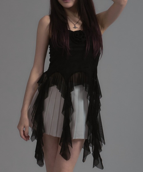 tinkerend（ティンカーエンド）の「Drop Frill Camisole / ドロップフリルキャミソール（キャミソール・レディース・ブラック/ホワイト・FREE）」の17枚目の写真