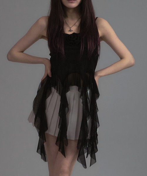 tinkerend（ティンカーエンド）の「Drop Frill Camisole / ドロップフリルキャミソール（キャミソール・レディース・ブラック/ホワイト・FREE）」の18枚目の写真