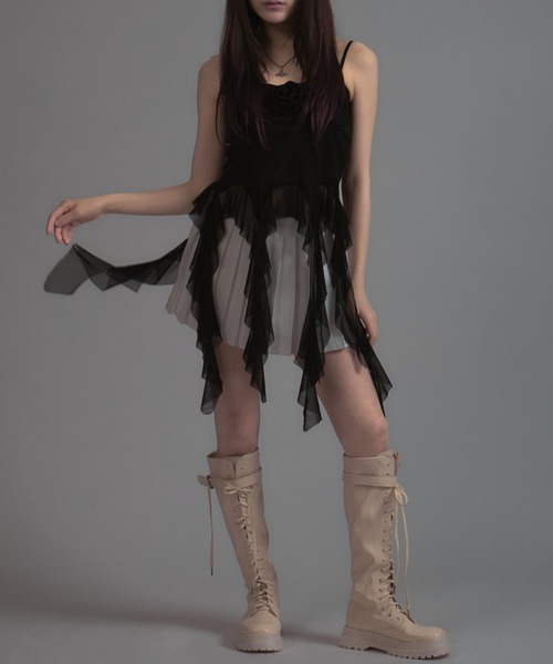 tinkerend（ティンカーエンド）の「Drop Frill Camisole / ドロップフリルキャミソール（キャミソール・レディース・ブラック/ホワイト・FREE）」の19枚目の写真