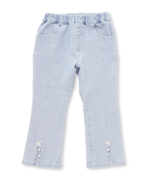 SLAP SLIP(スラップスリップ)の「裾スリットパール花付きツイルデニムパンツ(90~130cm)(デニムパンツ・キッズ・ブルー/オフホワイト・90cm/110cm/100cm/120cm/130cm)」の10枚目の写真