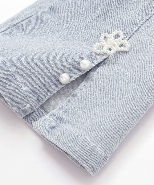 SLAP SLIP(スラップスリップ)の「裾スリットパール花付きツイルデニムパンツ(90~130cm)(デニムパンツ・キッズ・ブルー/オフホワイト・90cm/110cm/100cm/120cm/130cm)」の15枚目の写真