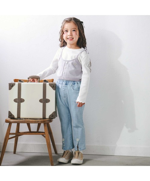 SLAP SLIP(スラップスリップ)の「裾スリットパール花付きツイルデニムパンツ(90~130cm)(デニムパンツ・キッズ・ブルー/オフホワイト・90cm/110cm/100cm/120cm/130cm)」の18枚目の写真