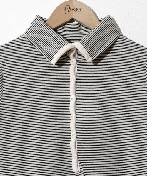 flower(フラワー)の「タイニーボーダートップ(Tシャツ/カットソー・レディース・ブラウン/ブラック・FREE)」の15枚目の写真