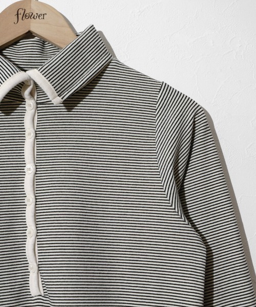 flower(フラワー)の「タイニーボーダートップ(Tシャツ/カットソー・レディース・ブラウン/ブラック・FREE)」の18枚目の写真