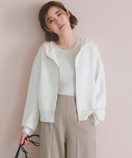 grove（グローブ）の「【抗ピル】ニットフードパーカ（パーカー・レディース・オフホワイト/ライトグレー・02/03/01/05/04）」の2枚目の写真