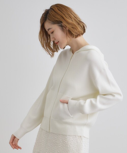 grove（グローブ）の「【抗ピル】ニットフードパーカ（パーカー・レディース・オフホワイト/ライトグレー・02/03/01/05/04）」の8枚目の写真