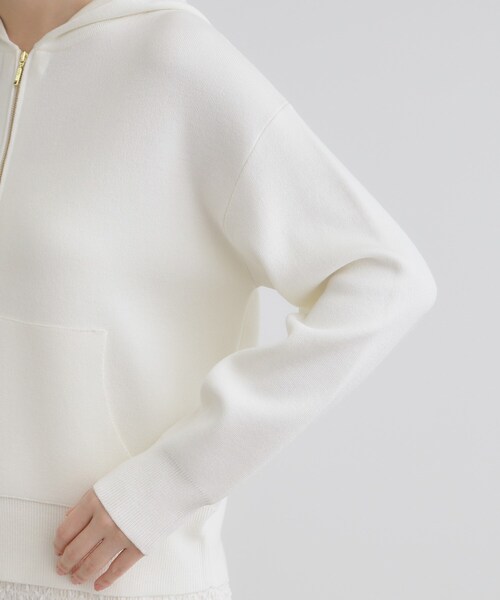 grove（グローブ）の「【抗ピル】ニットフードパーカ（パーカー・レディース・オフホワイト/ライトグレー・02/03/01/05/04）」の3枚目の写真