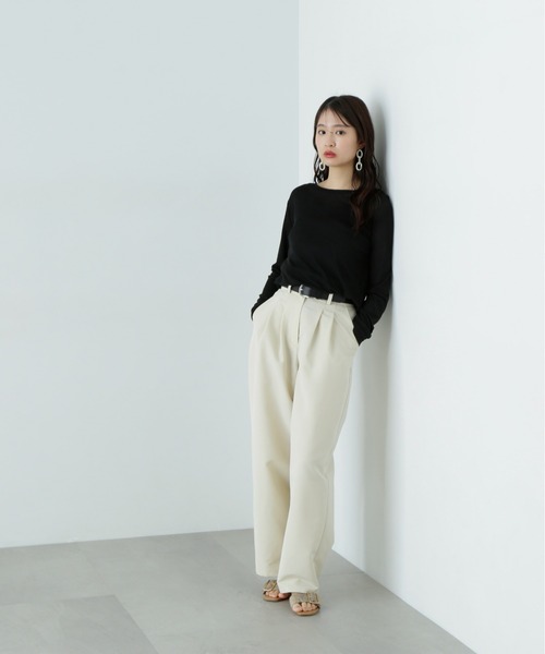 N.（N. Natural Beauty Basic）（エヌエヌナチュラルビューティーベーシック）の「シアーカットソーロンＴ（Tシャツ/カットソー・レディース・ライラック/オフホワイト/ブラック・MEDIUM）」の18枚目の写真