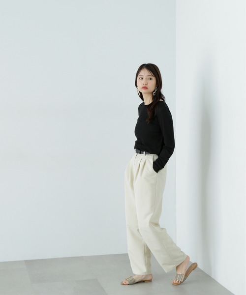 N.（N. Natural Beauty Basic）（エヌエヌナチュラルビューティーベーシック）の「シアーカットソーロンＴ（Tシャツ/カットソー・レディース・ライラック/オフホワイト/ブラック・MEDIUM）」の19枚目の写真