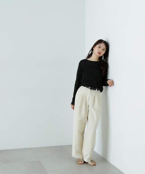 N.（N. Natural Beauty Basic）（エヌエヌナチュラルビューティーベーシック）の「シアーカットソーロンＴ（Tシャツ/カットソー・レディース・ライラック/オフホワイト/ブラック・MEDIUM）」の20枚目の写真