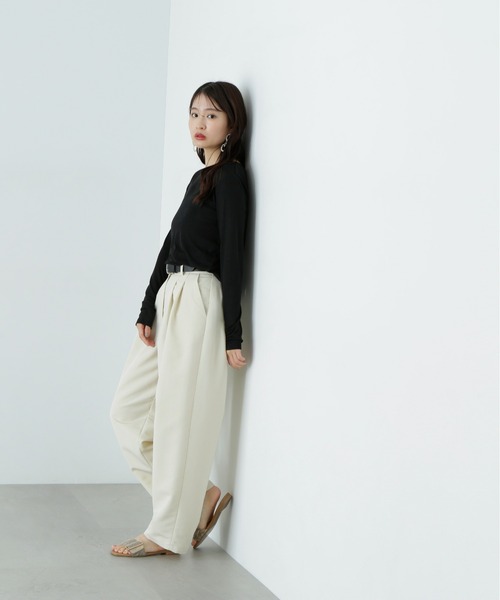 N.（N. Natural Beauty Basic）（エヌエヌナチュラルビューティーベーシック）の「シアーカットソーロンＴ（Tシャツ/カットソー・レディース・ライラック/オフホワイト/ブラック・MEDIUM）」の21枚目の写真