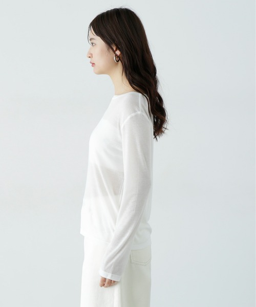 N.（N. Natural Beauty Basic）（エヌエヌナチュラルビューティーベーシック）の「シアーカットソーロンＴ（Tシャツ/カットソー・レディース・ライラック/オフホワイト/ブラック・MEDIUM）」の12枚目の写真
