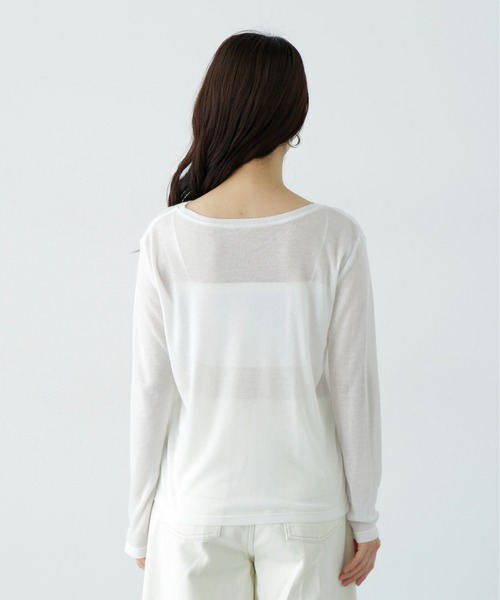 N.（N. Natural Beauty Basic）（エヌエヌナチュラルビューティーベーシック）の「シアーカットソーロンＴ（Tシャツ/カットソー・レディース・ライラック/オフホワイト/ブラック・MEDIUM）」の13枚目の写真