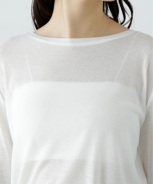 N.（N. Natural Beauty Basic）（エヌエヌナチュラルビューティーベーシック）の「シアーカットソーロンＴ（Tシャツ/カットソー・レディース・ライラック/オフホワイト/ブラック・MEDIUM）」の14枚目の写真