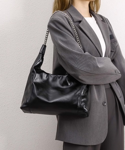 Miniministore(ミニミニストア)の「トートバッグ チェーンホーボーバッグ合皮(トートバッグ・レディース・ブラック/アイボリー・FREE)」の10枚目の写真