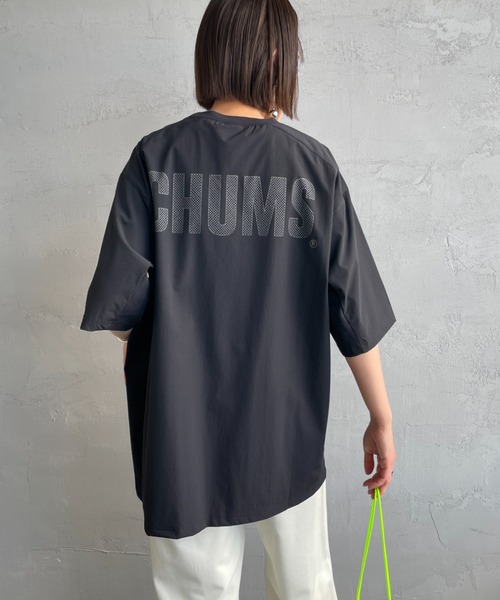 CHUMS（チャムス）の「【WEB限定】[CHUMS/チャムス] エアトレイル ストレッチ バックロゴ ショートスリーブTシャツ（Tシャツ/カットソー・レディース・グリーン/グレー/ブラック・M/L/XL）」の14枚目の写真