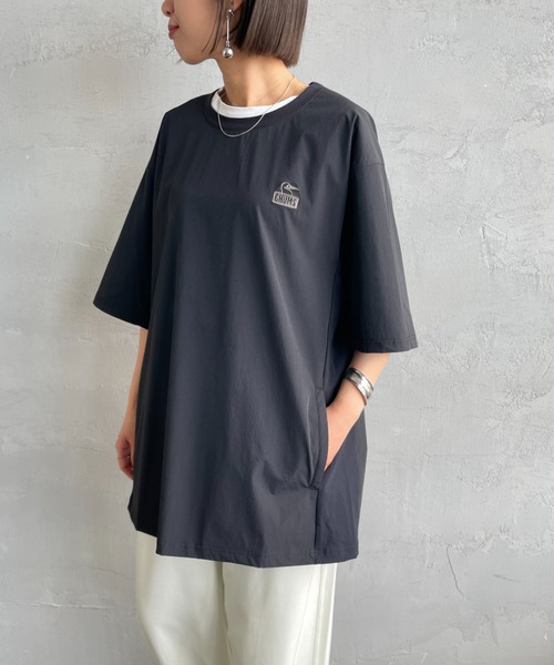 CHUMS（チャムス）の「【WEB限定】[CHUMS/チャムス] エアトレイル ストレッチ バックロゴ ショートスリーブTシャツ（Tシャツ/カットソー・レディース・グリーン/グレー/ブラック・M/L/XL）」の15枚目の写真