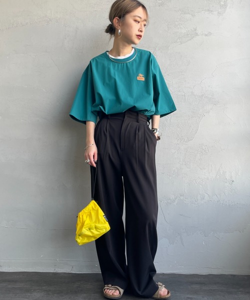 CHUMS（チャムス）の「【WEB限定】[CHUMS/チャムス] エアトレイル ストレッチ バックロゴ ショートスリーブTシャツ（Tシャツ/カットソー・レディース・グリーン/グレー/ブラック・M/L/XL）」の6枚目の写真