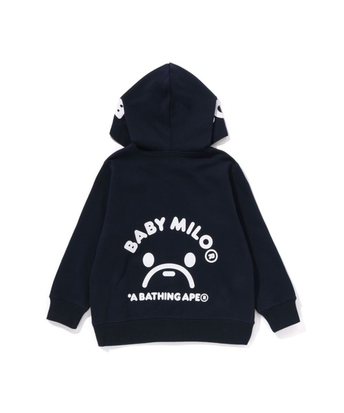 A BATHING APE（アベイシングエイプ）の「MILO FACE ZIP HOODIE（パーカー・キッズ・ネイビー/イエロー・110/140/130/90/100/120）」の3枚目の写真