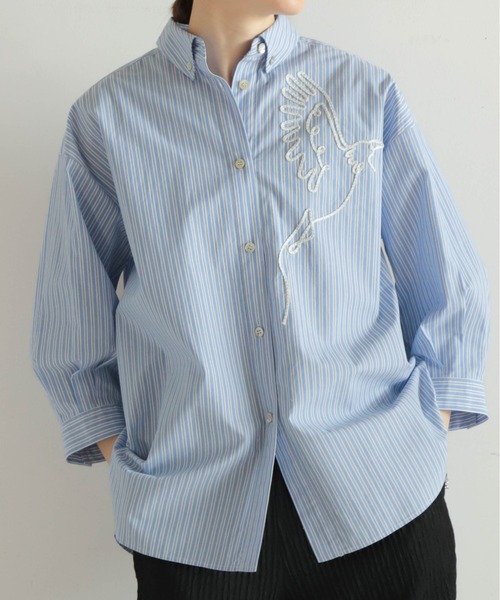 最終価格 willfully ブルーのストライプシャツ ワイシャツ ストライプ ブルー ドビー CHOYA1886｜CHOYA SHIRT