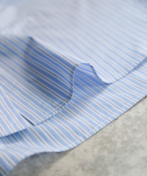 NOMBRE IMPAIR（ノンブルアンペール）の「ストライプ刺繍　6分袖レギュラーシャツ（シャツ/ブラウス・レディース・ネイビー/サックスブルー・FREE）」の6枚目の写真