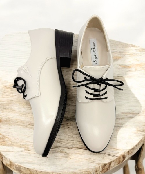 Sugar Sugar（シュガーシュガー）の「【4cmヒール】レースアップ シューズ　ローヒール マニッシュ【SUGAR SUGARシュガーシュガー】（ドレスシューズ・レディース・ブラック系/アイボリー/ブラック・S/LL/L/M）」の7枚目の写真