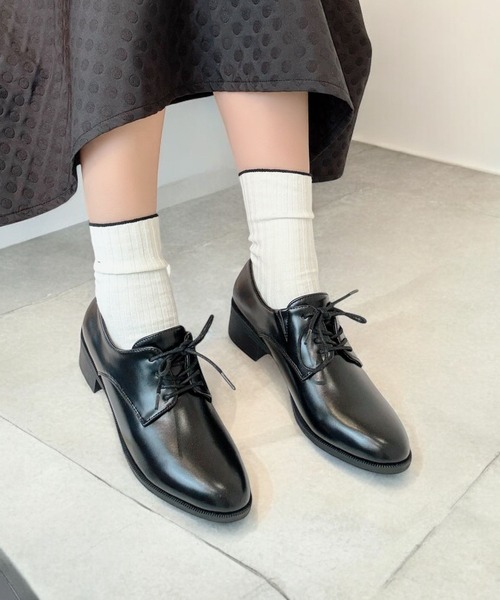 Sugar Sugar（シュガーシュガー）の「【4cmヒール】レースアップ シューズ　ローヒール マニッシュ【SUGAR SUGARシュガーシュガー】（ドレスシューズ・レディース・ブラック系/アイボリー/ブラック・S/LL/L/M）」の14枚目の写真