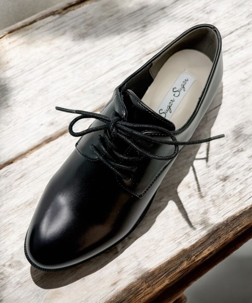 Sugar Sugar（シュガーシュガー）の「【4cmヒール】レースアップ シューズ　ローヒール マニッシュ【SUGAR SUGARシュガーシュガー】（ドレスシューズ・レディース・ブラック系/アイボリー/ブラック・S/LL/L/M）」の16枚目の写真