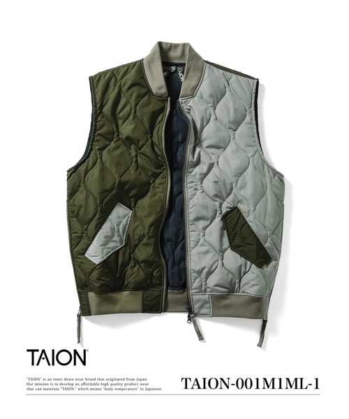 TAION(タイオン)の「【TAION(タイオン)】〈ユニセックス〉ミリタリー MA-1 ダウンベスト(ダウンベスト・メンズ・ダークオリーブ/オリーブ/ブラック/マルチ/ブラウン系その他5/ダークグリーン系・S/M/L)」の6枚目の写真