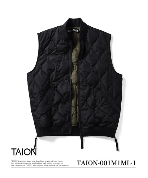 TAION(タイオン)の「【TAION(タイオン)】〈ユニセックス〉ミリタリー MA-1 ダウンベスト(ダウンベスト・メンズ・ダークオリーブ/オリーブ/ブラック/マルチ/ブラウン系その他5/ダークグリーン系・S/M/L)」の2枚目の写真